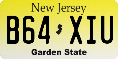 NJ license plate B64XIU