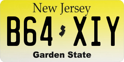 NJ license plate B64XIY