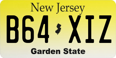NJ license plate B64XIZ