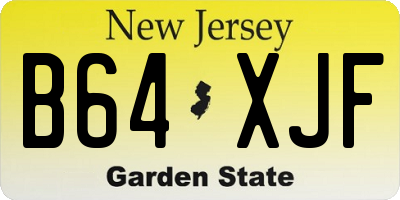 NJ license plate B64XJF