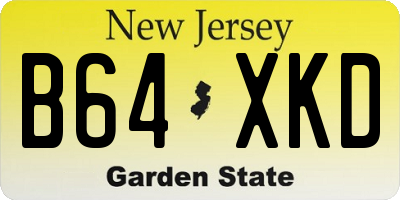 NJ license plate B64XKD