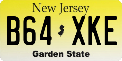 NJ license plate B64XKE