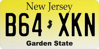 NJ license plate B64XKN