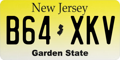 NJ license plate B64XKV