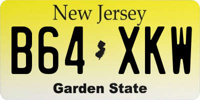 NJ license plate B64XKW