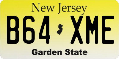 NJ license plate B64XME