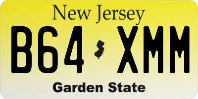 NJ license plate B64XMM