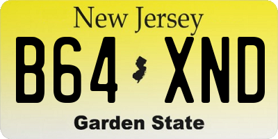 NJ license plate B64XND