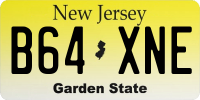 NJ license plate B64XNE