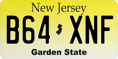 NJ license plate B64XNF