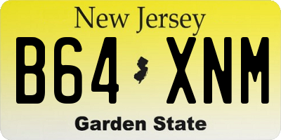 NJ license plate B64XNM