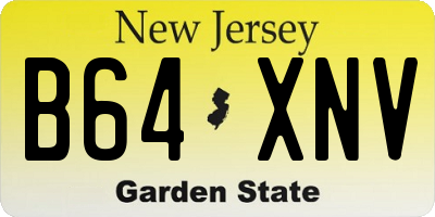 NJ license plate B64XNV