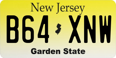 NJ license plate B64XNW