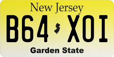 NJ license plate B64XOI