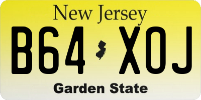 NJ license plate B64XOJ