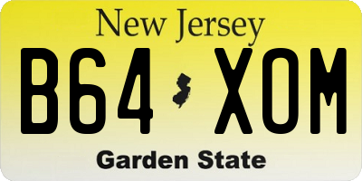 NJ license plate B64XOM