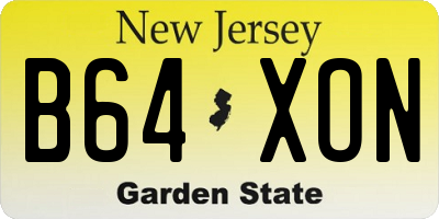 NJ license plate B64XON