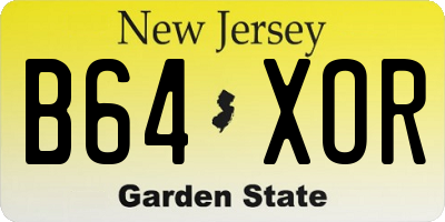 NJ license plate B64XOR