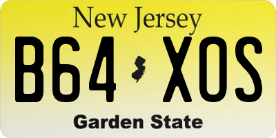NJ license plate B64XOS