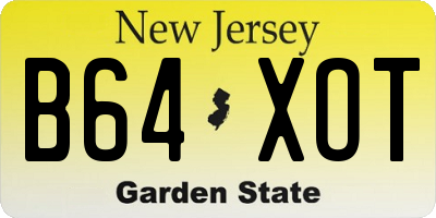 NJ license plate B64XOT