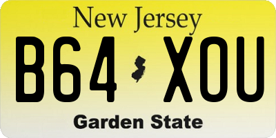 NJ license plate B64XOU