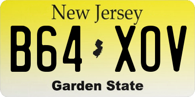 NJ license plate B64XOV