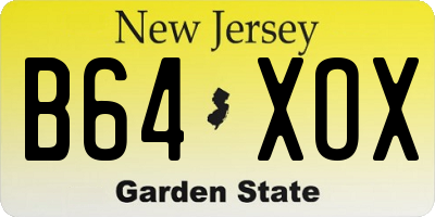 NJ license plate B64XOX