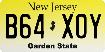 NJ license plate B64XOY