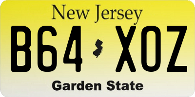 NJ license plate B64XOZ
