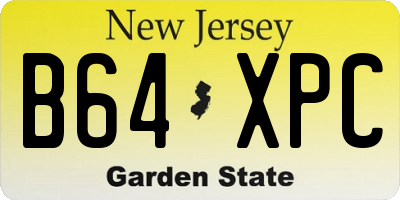 NJ license plate B64XPC