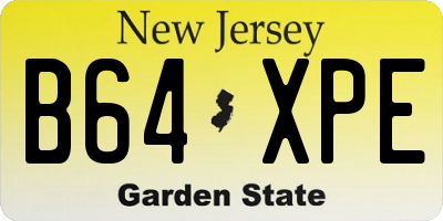 NJ license plate B64XPE