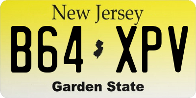 NJ license plate B64XPV