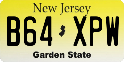 NJ license plate B64XPW
