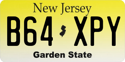 NJ license plate B64XPY