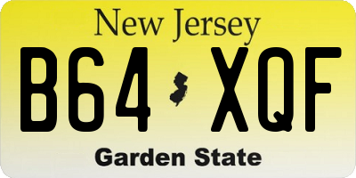 NJ license plate B64XQF