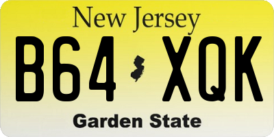 NJ license plate B64XQK