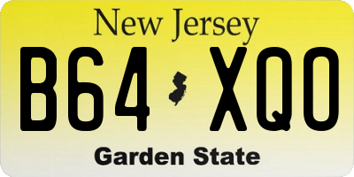 NJ license plate B64XQO