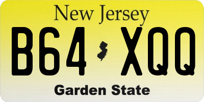 NJ license plate B64XQQ