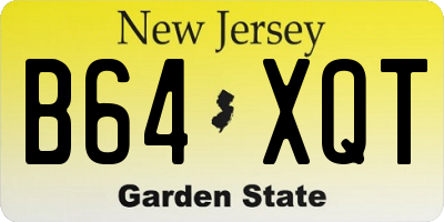 NJ license plate B64XQT
