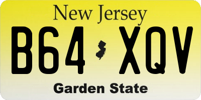 NJ license plate B64XQV