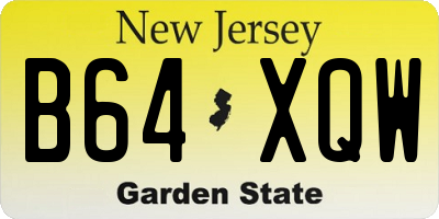 NJ license plate B64XQW