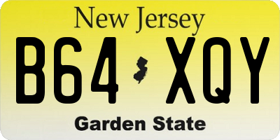 NJ license plate B64XQY