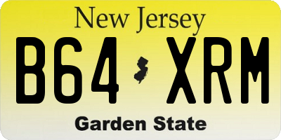 NJ license plate B64XRM