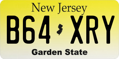 NJ license plate B64XRY