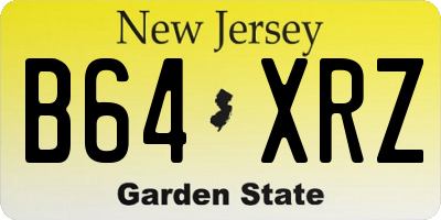 NJ license plate B64XRZ