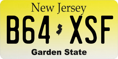 NJ license plate B64XSF