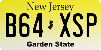 NJ license plate B64XSP