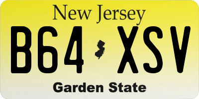 NJ license plate B64XSV