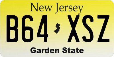 NJ license plate B64XSZ