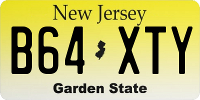 NJ license plate B64XTY